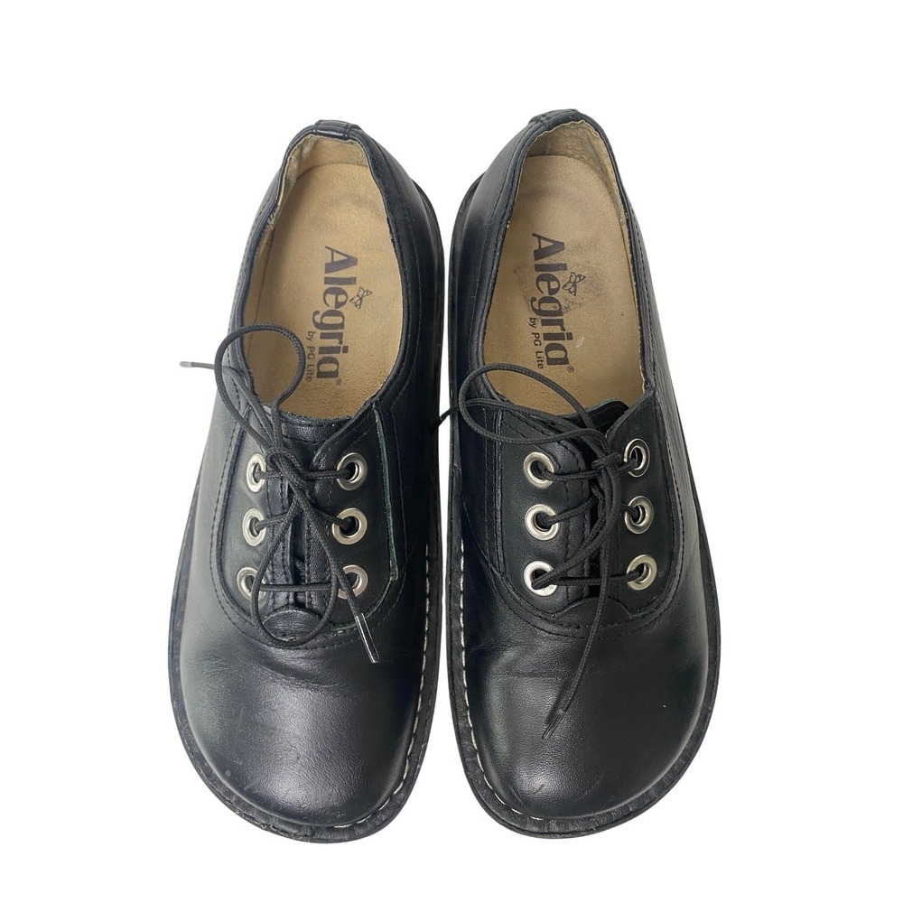 Alegria Black Leather Lace Up Rocker Bottom Shoes Womens Size 36/ US 6-6.5 - Picture 3 of 8